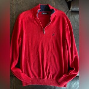 Nautica Men's Zip-Up Red Sweater